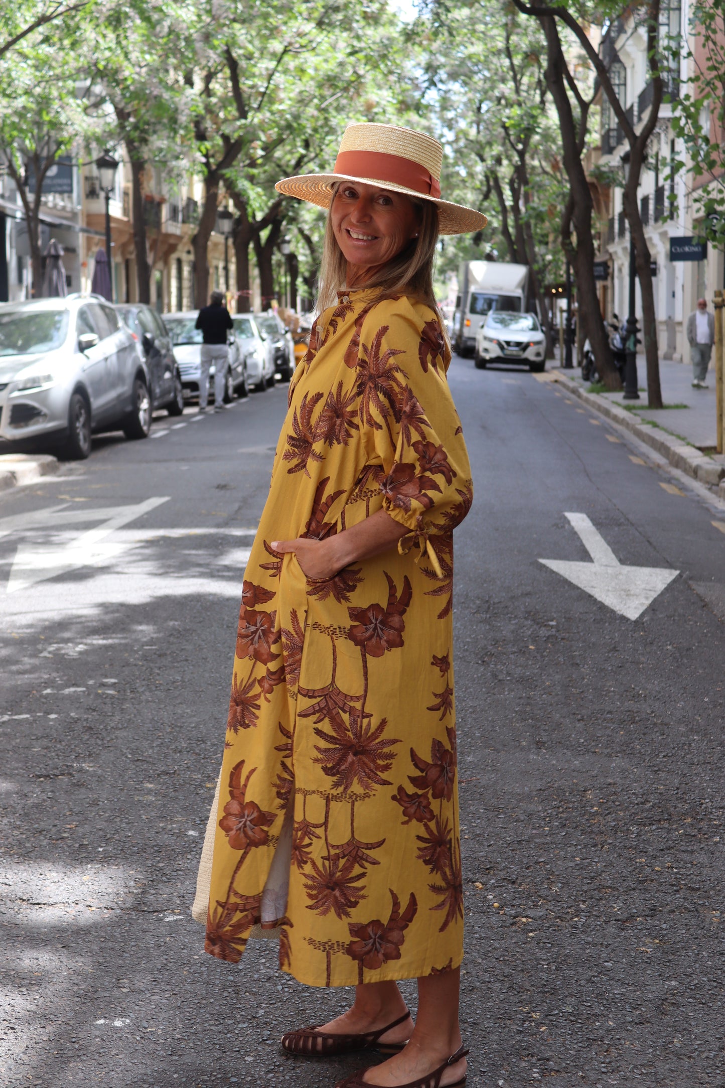 VESTIDO PALMA MOSTAZA