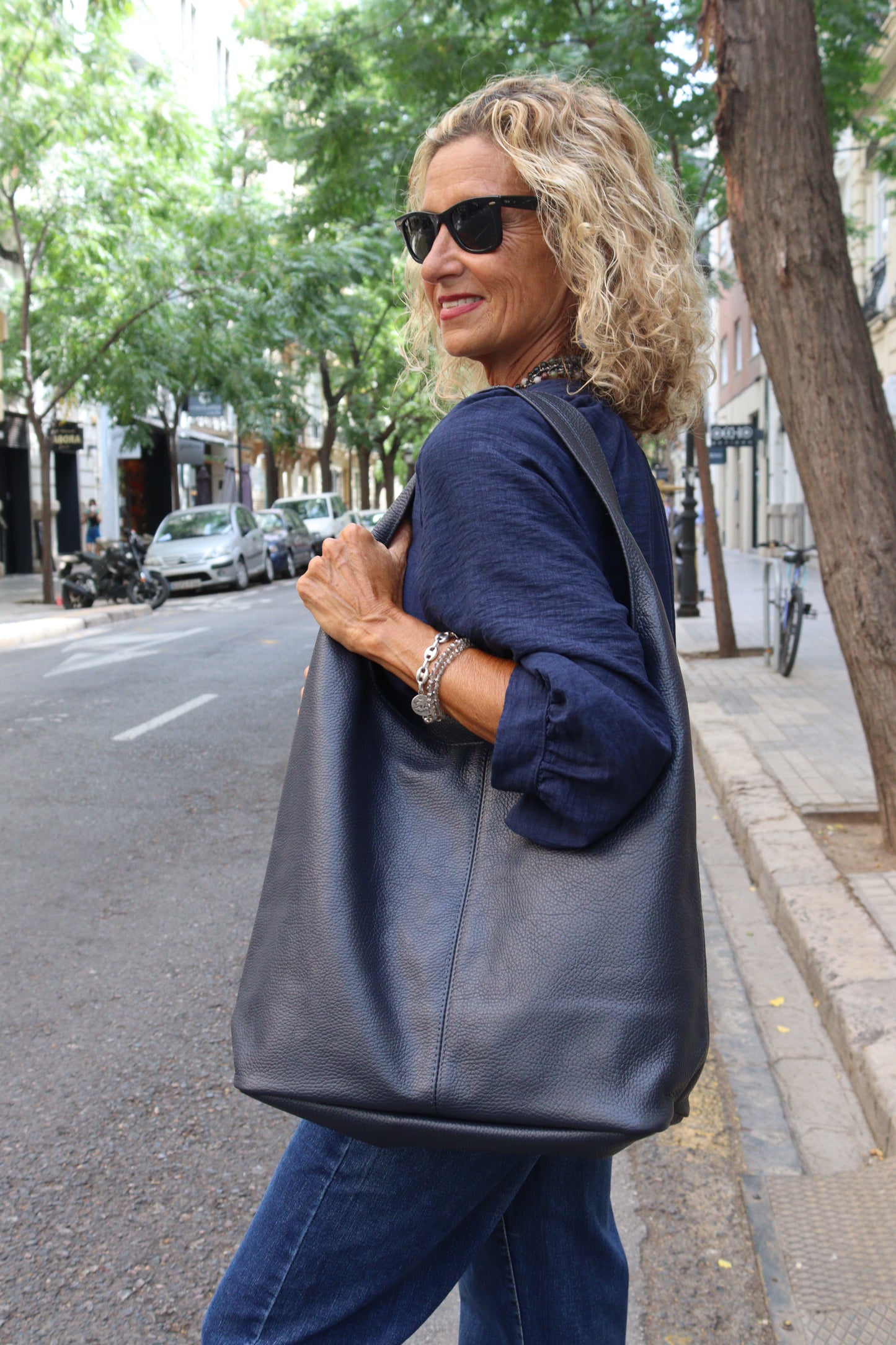 BOLSO SHOPPER PIEL MARINO