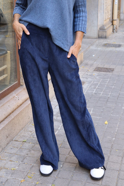 PANTALÓN OLIVIA PANA AZUL MARINO