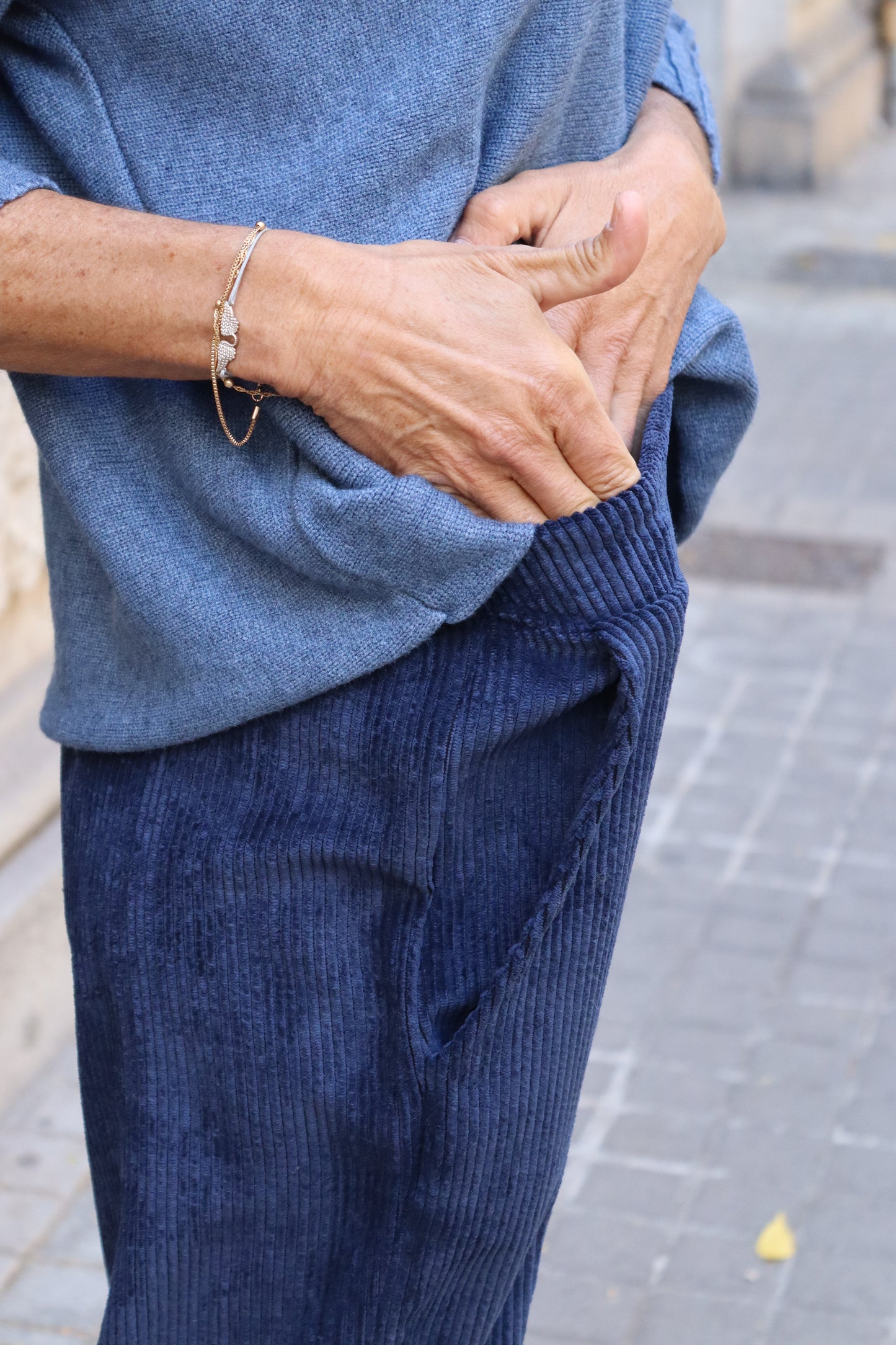 PANTALÓN OLIVIA PANA AZUL MARINO