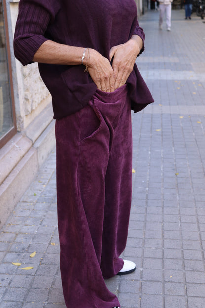 PANTALÓN PANA OLIVIA BERENJENA