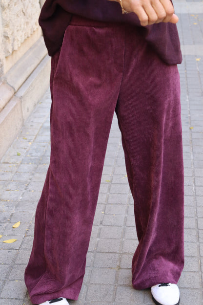 PANTALÓN PANA OLIVIA BERENJENA