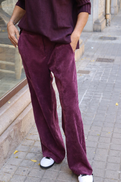 PANTALÓN PANA OLIVIA BERENJENA