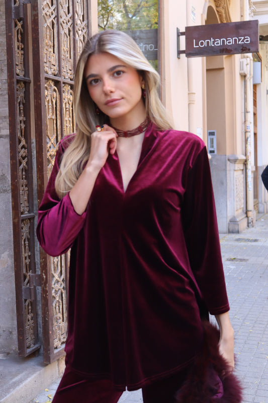 BLUSA TERCIOPELO VINO