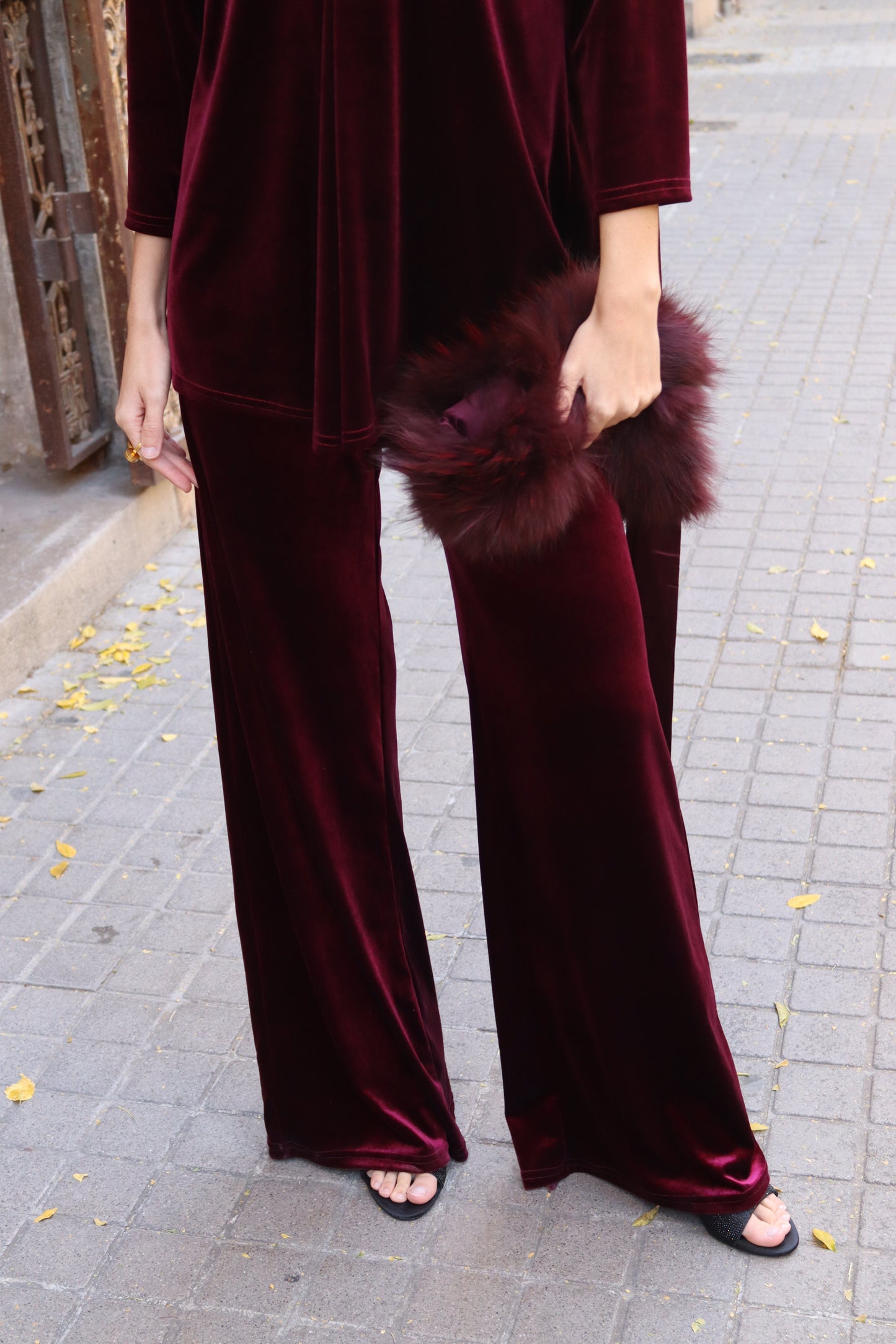 PANTALÓN RECTO TERCIOPELO VINO