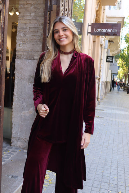 KIMONO TERCIOPELO VINO