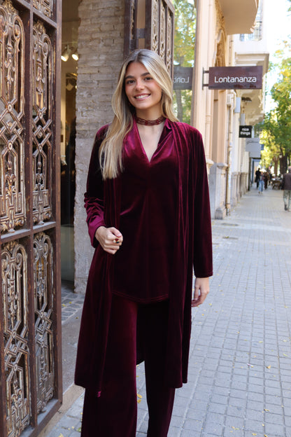 KIMONO TERCIOPELO VINO