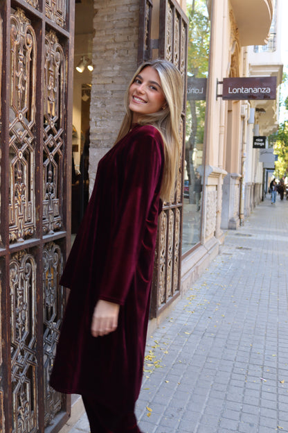 KIMONO TERCIOPELO VINO