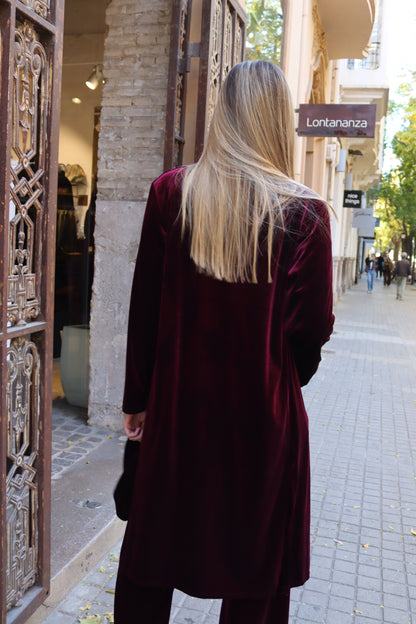 KIMONO TERCIOPELO VINO