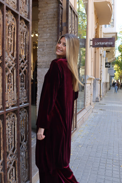 KIMONO TERCIOPELO VINO