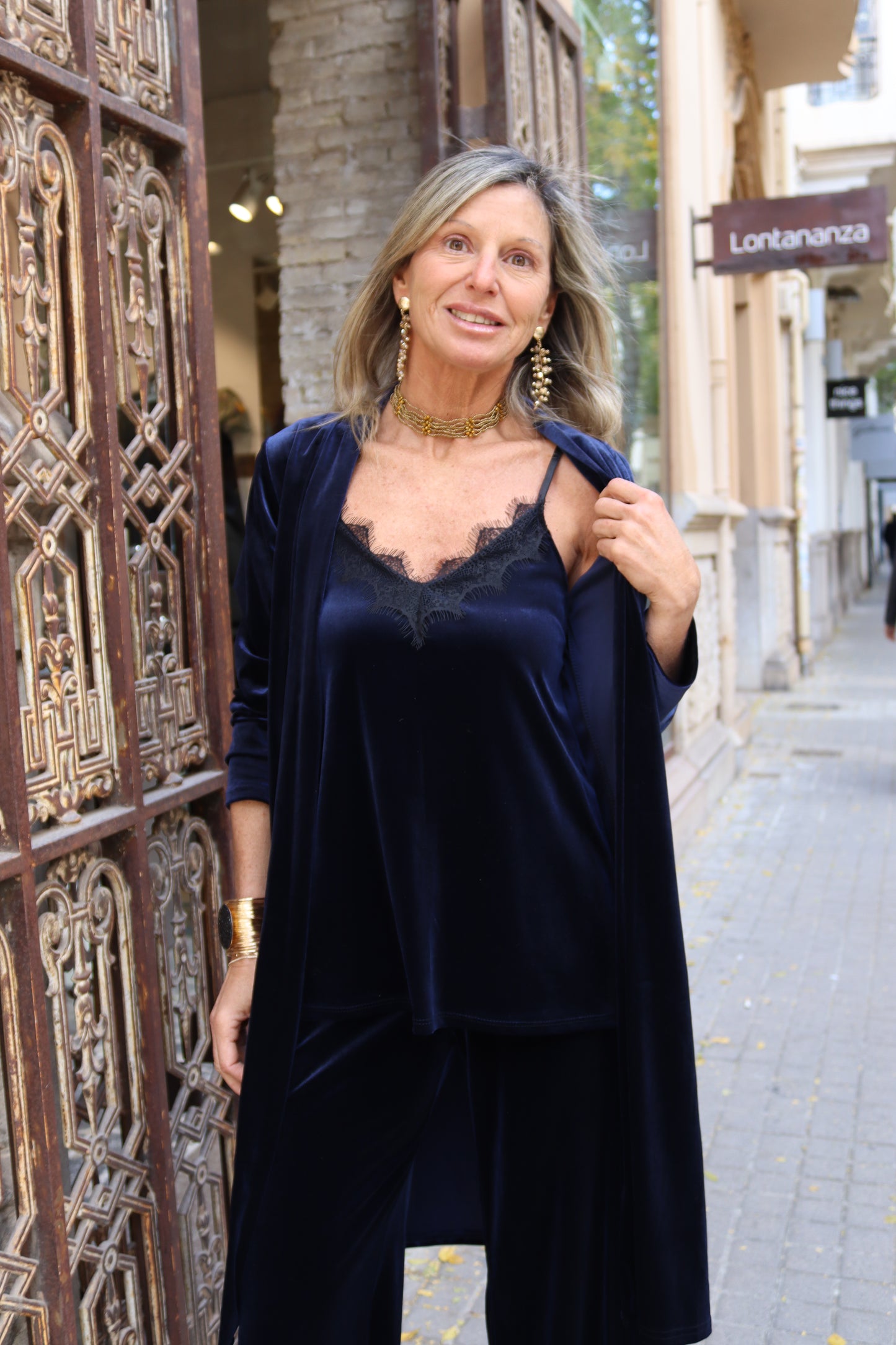 KIMONO TERCIOPELO MARINO