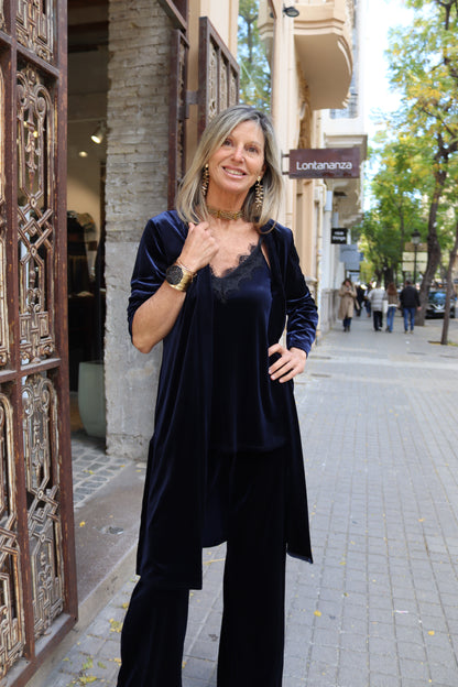 KIMONO TERCIOPELO MARINO