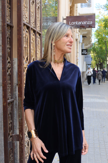 BLUSA TERCIOPELO MARINO