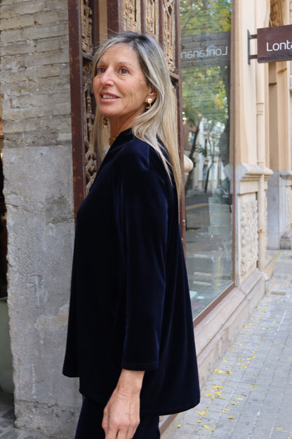 BLUSA TERCIOPELO MARINO