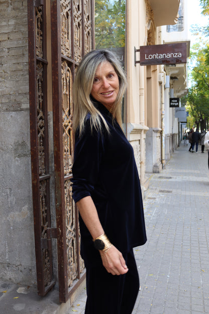 BLUSA TERCIOPELO MARINO