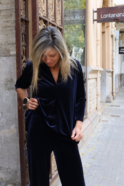 BLUSA TERCIOPELO MARINO