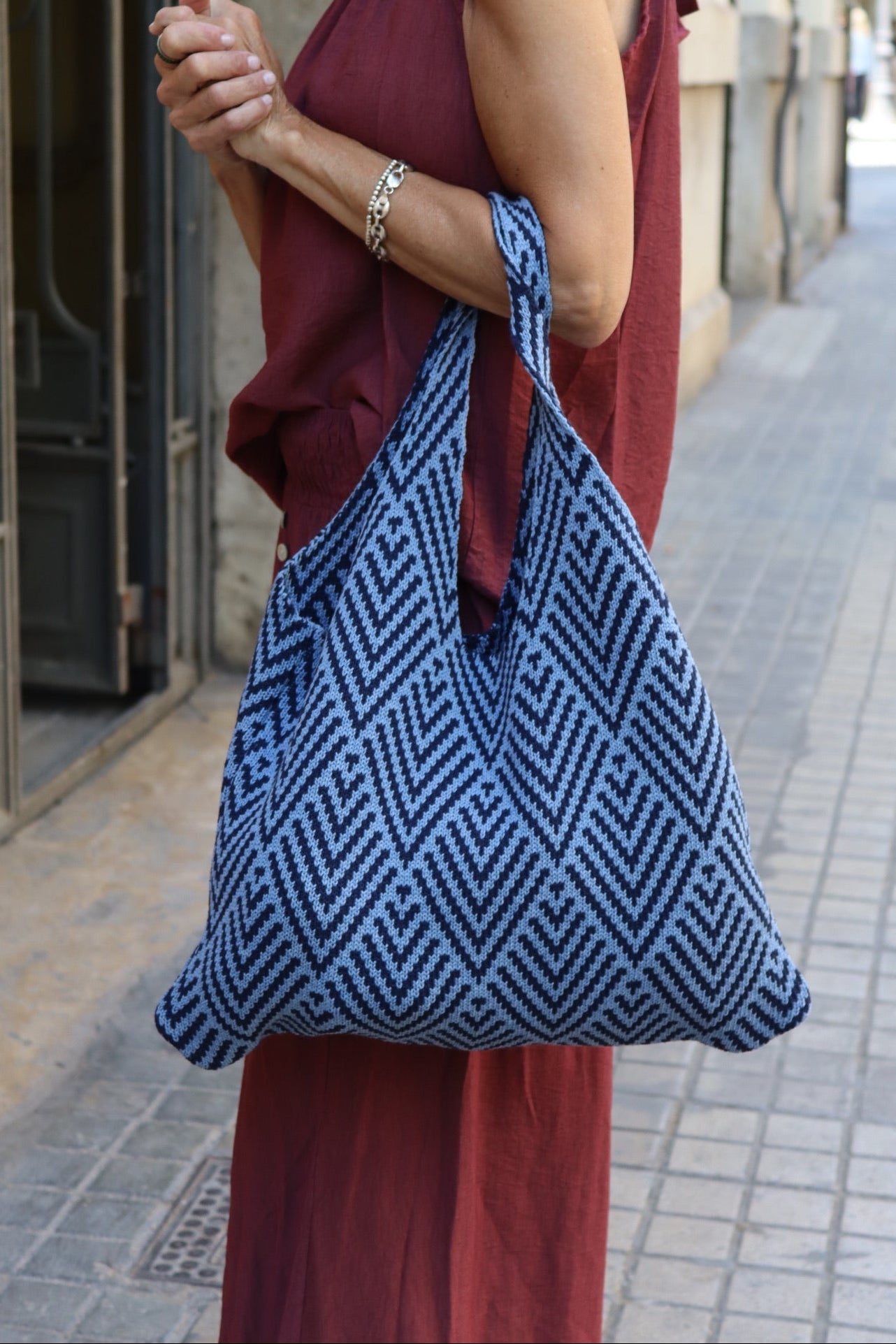 BOLSO ROMBOS AZUL