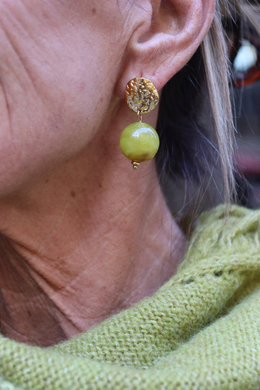 PENDIENTES BOLA PISTACHO