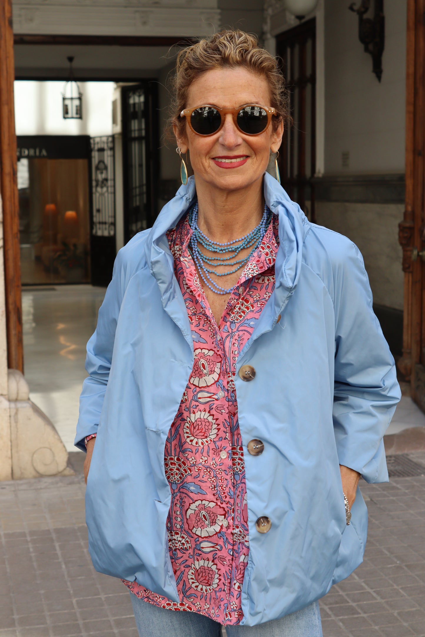GABARDINA CORTA MERY AZUL BEBÉ