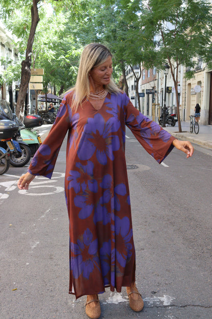VESTIDO FLOR MORADA