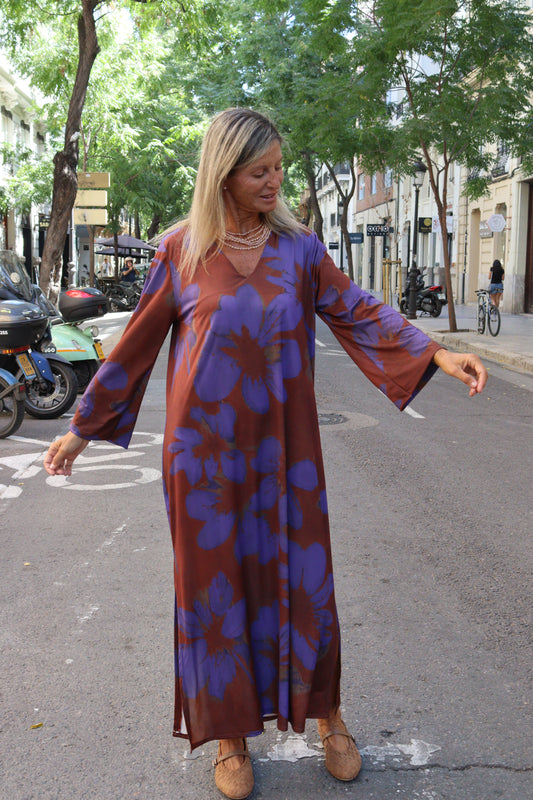 VESTIDO FLOR MORADA