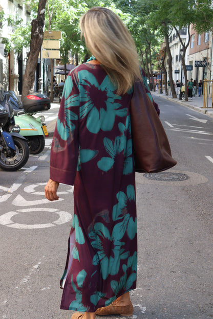 VESTIDO FLOR TURQUESA